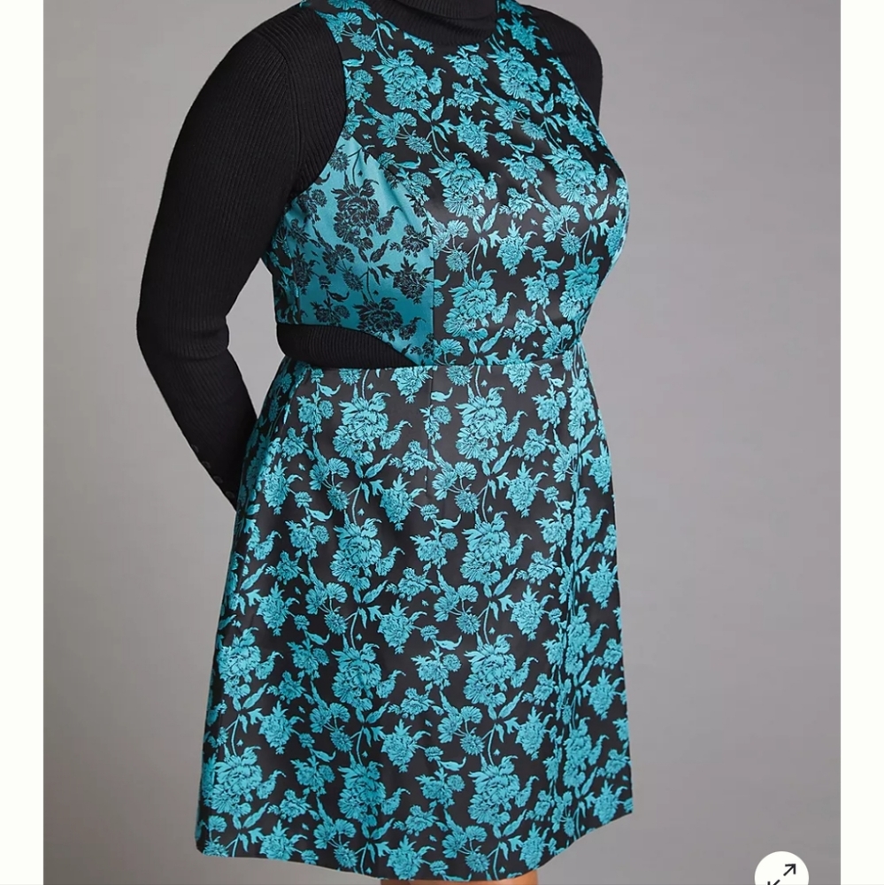 Floral Jacquard Cut-Out Mini Dress